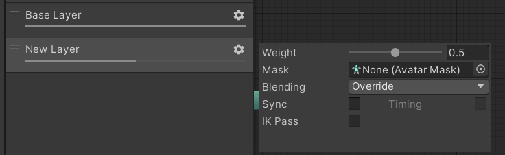 A second animator layer, which can have its weight changed.