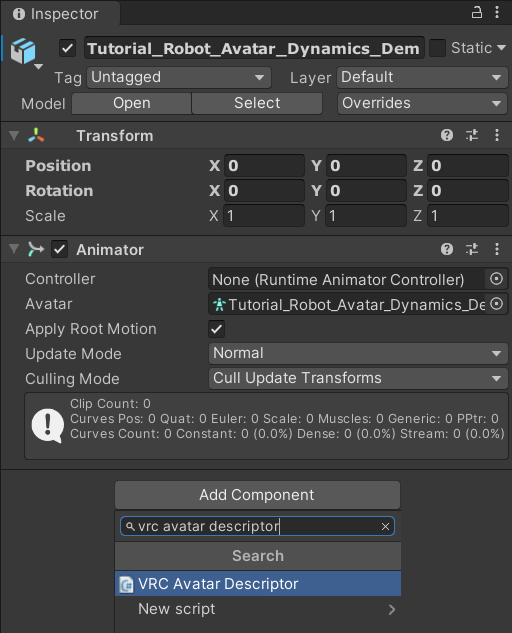 How to add the VRC Avatar Descriptor to your avatar