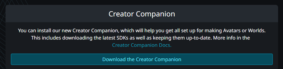 The Creator Companion download button