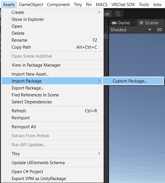Method 2 of importing a UnityPackage.