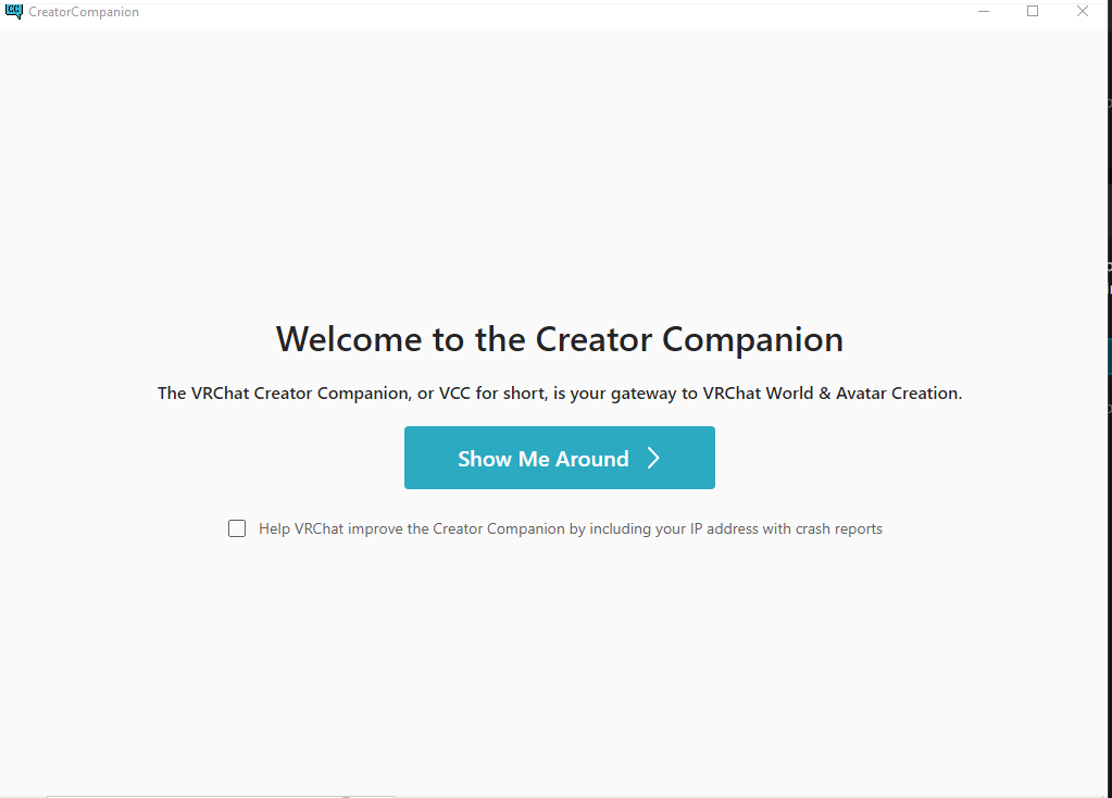 The Creator Companion Welcome screen